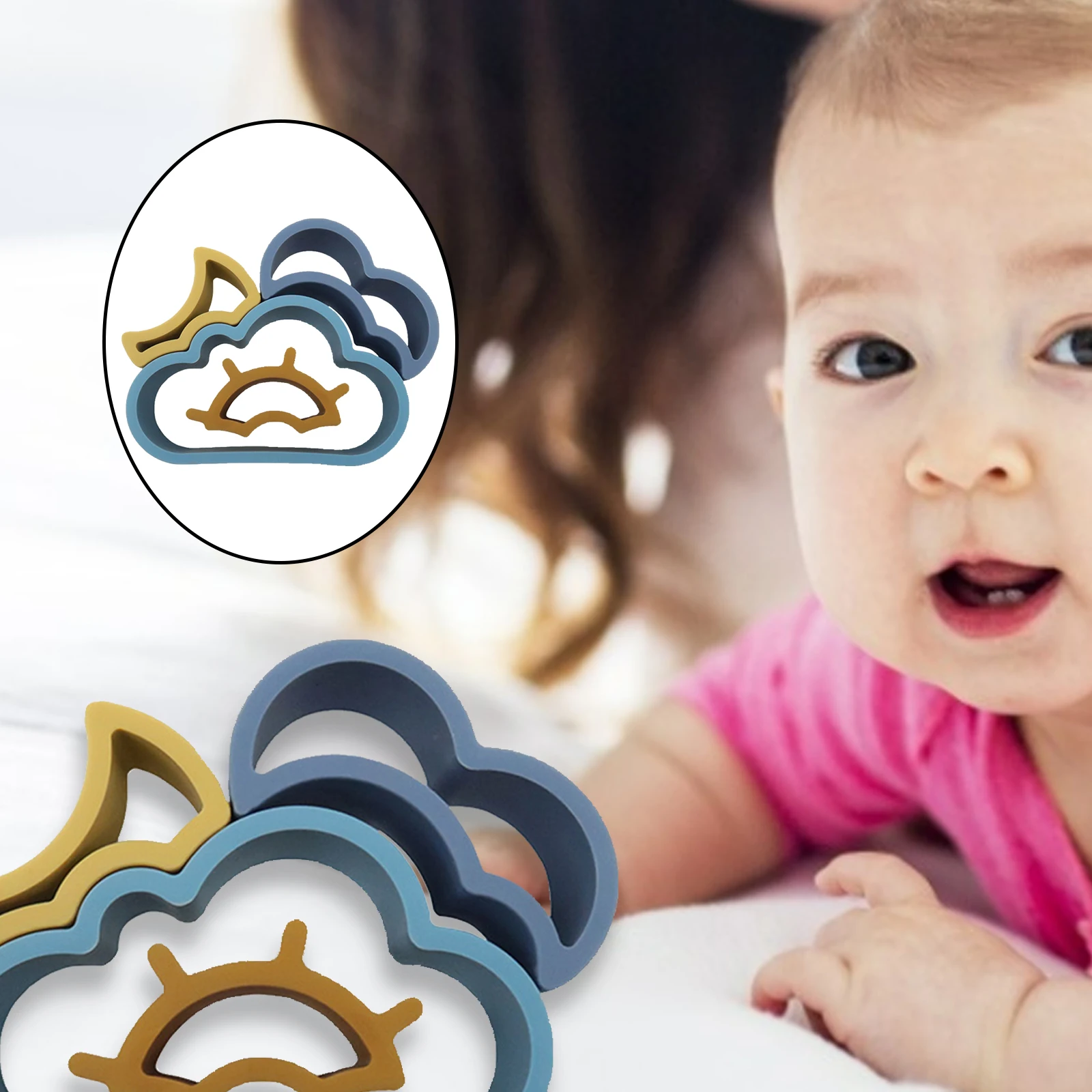 

4X Stacking Block Weather Cloud Snow Sun Puzzles Shape Match Baby Motor Skills Fun Toys for Toddler 3 Ages Up