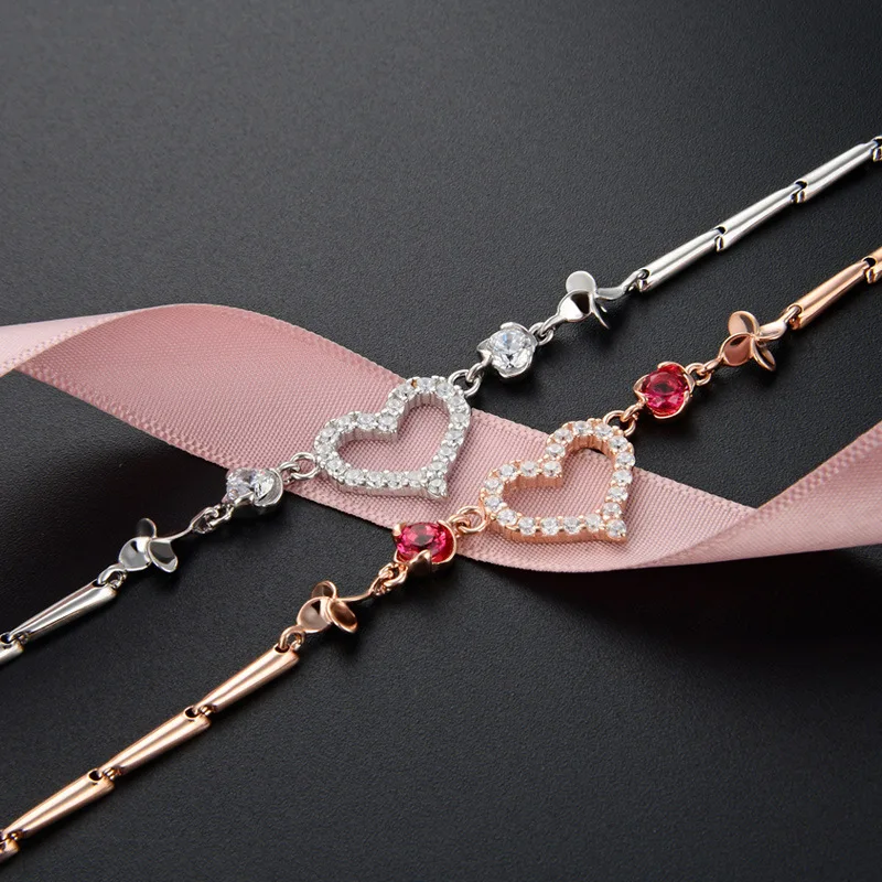 Женский браслет из серебра 925 пробы в форме сердца | Украшения и аксессуары