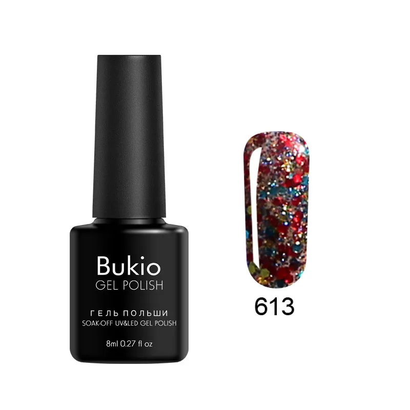 Bukio Алмазный Гель-лак для ногтей Блестящие Блестки УФ-гель светодиодный лак замачиваемый Полупостоянный Блестящий розовый золотой лак для ногтей - Цвет: 613