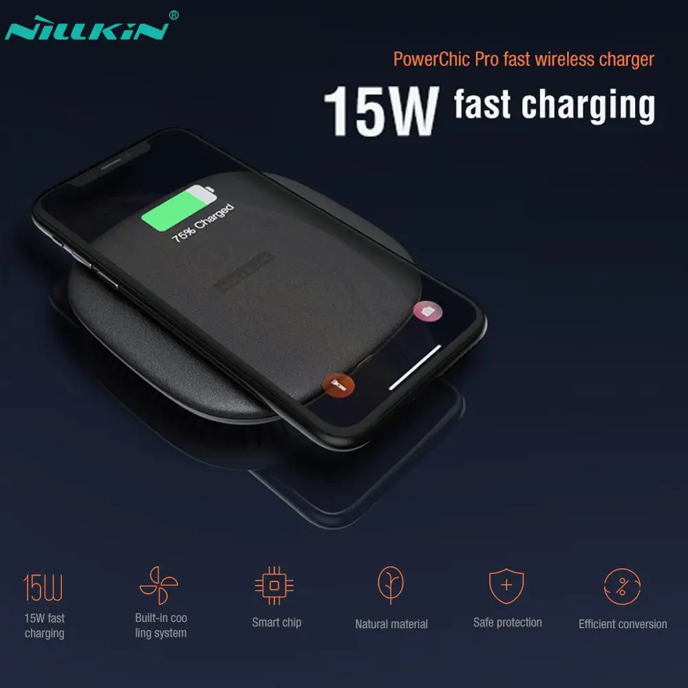 

NILLKIN Wireless Charger 15W With Cooling System 15W/10W/7.5W/5W Qi Fast Wireless Charging Pad for iPhone 11X XS For MI9