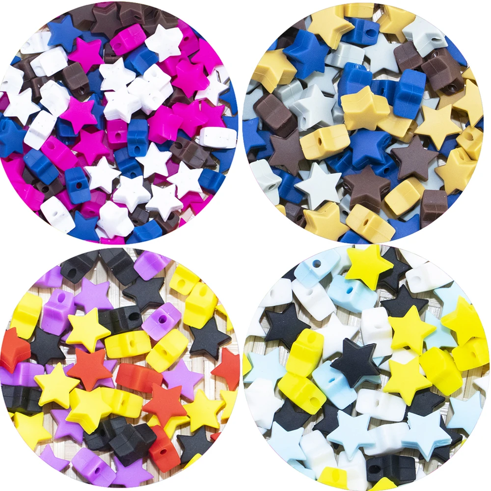 

30pcs Star Shape Silicone Beads Colorful Silicone Beads For Baby Chewable Chewing Toys For Handmade DIY BPA Free Teether Beads