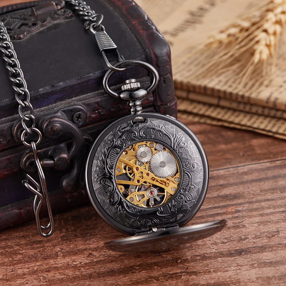 New Phoenix Skeleton Mechanical Pocket Watch Men Woman Antique Luxury Brand Necklace Pocket & Fob Watches Chain Male Clock images - 6