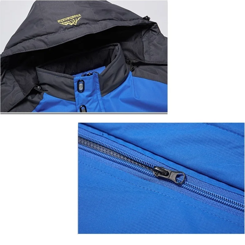 

Men Jacket Winter Waterproof Mens Hiking Jackets Outwear Warm Coat Man Thick Hooded Jacket Man Fleece Overcoat Inside Pocket