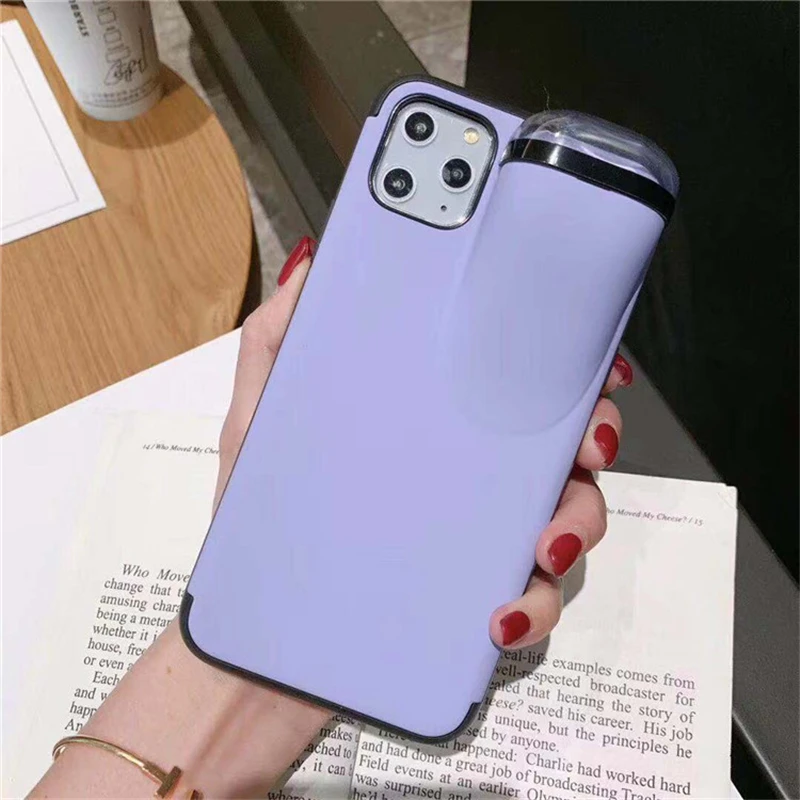 2 в 1 силиконовый чехол для телефона для iPhone 11 Pro Max Xs Max Xr X 10 8 7 Plus с держателем AirPods чехол для телефона AirPods Прямая поставка