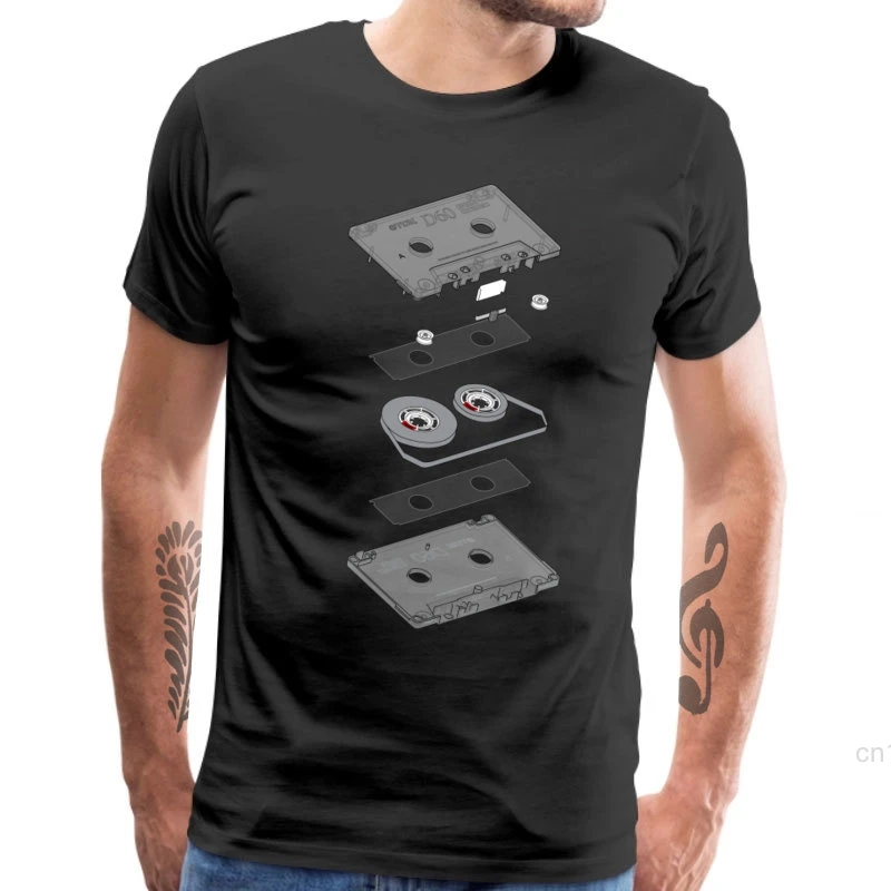Мужская хлопковая футболка с коротким рукавом Кассетный взрыв анализ кассеты