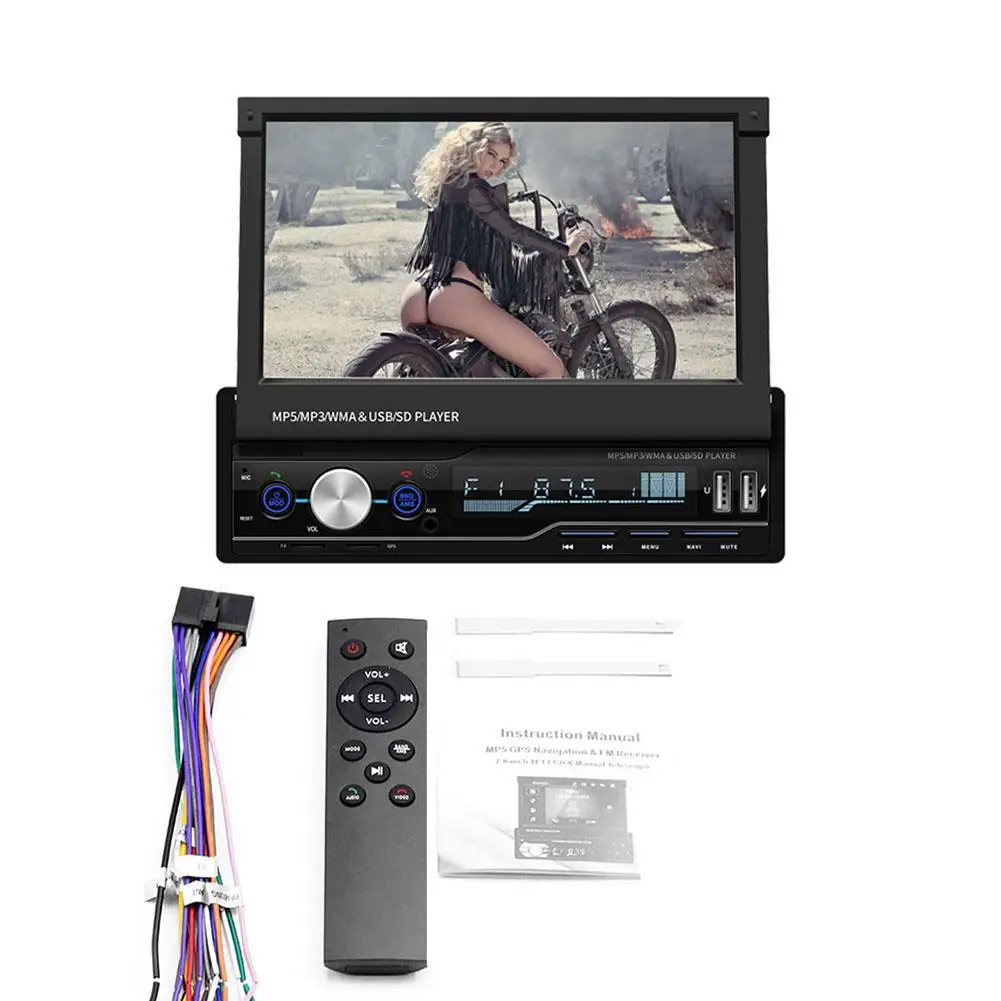 A " 1 DIN сенсорный экран автомобиля Черный MP5 плеер gps Sat NAV Bluetooth Стерео Выдвижной Металл и АБС-пластик радиокамера радио Android - Цвет: A