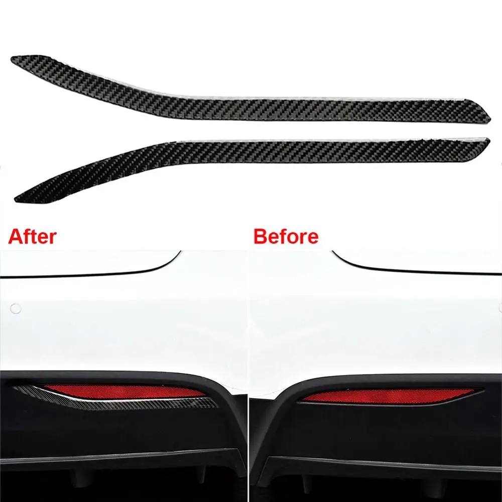 

CIBO 2pcs Carbon Fiber Rear Tail Fog Light Lamp Trim Cover For Tesla Model X 2014-2019