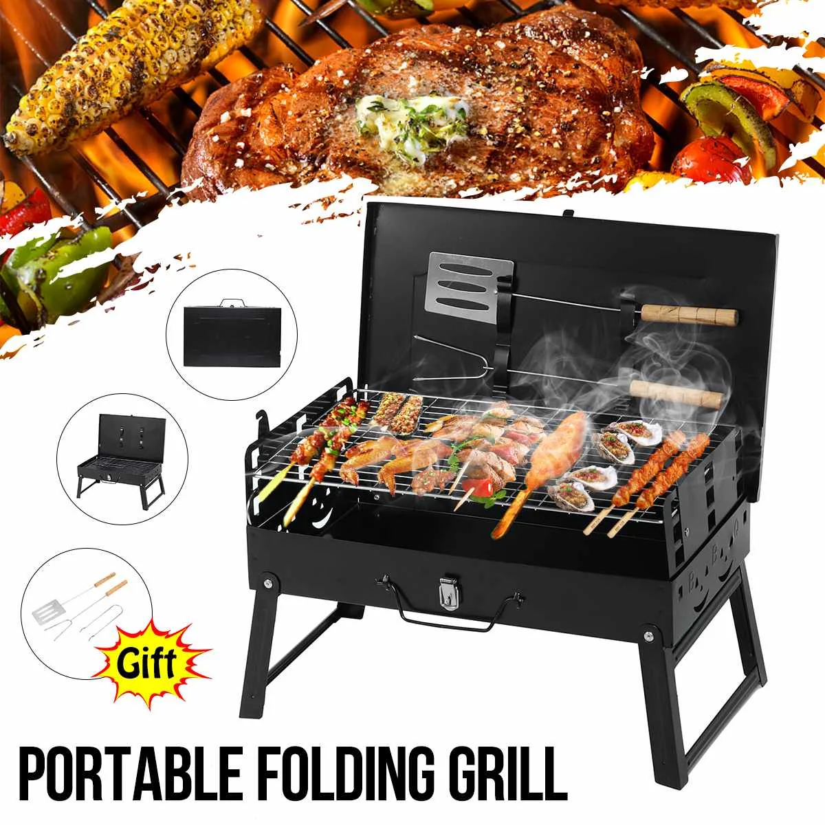

Portable Folding BBQ Gril Barbecue Convenient Tool Outdoor Camping Party Cooking Picnic Barbecue Tools 44*27*47cm