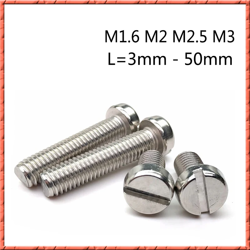 500 шт./лот DIN85 M1.6/M2/M2.5/M3 шлицевая цилиндрическая головка для сыра винт из