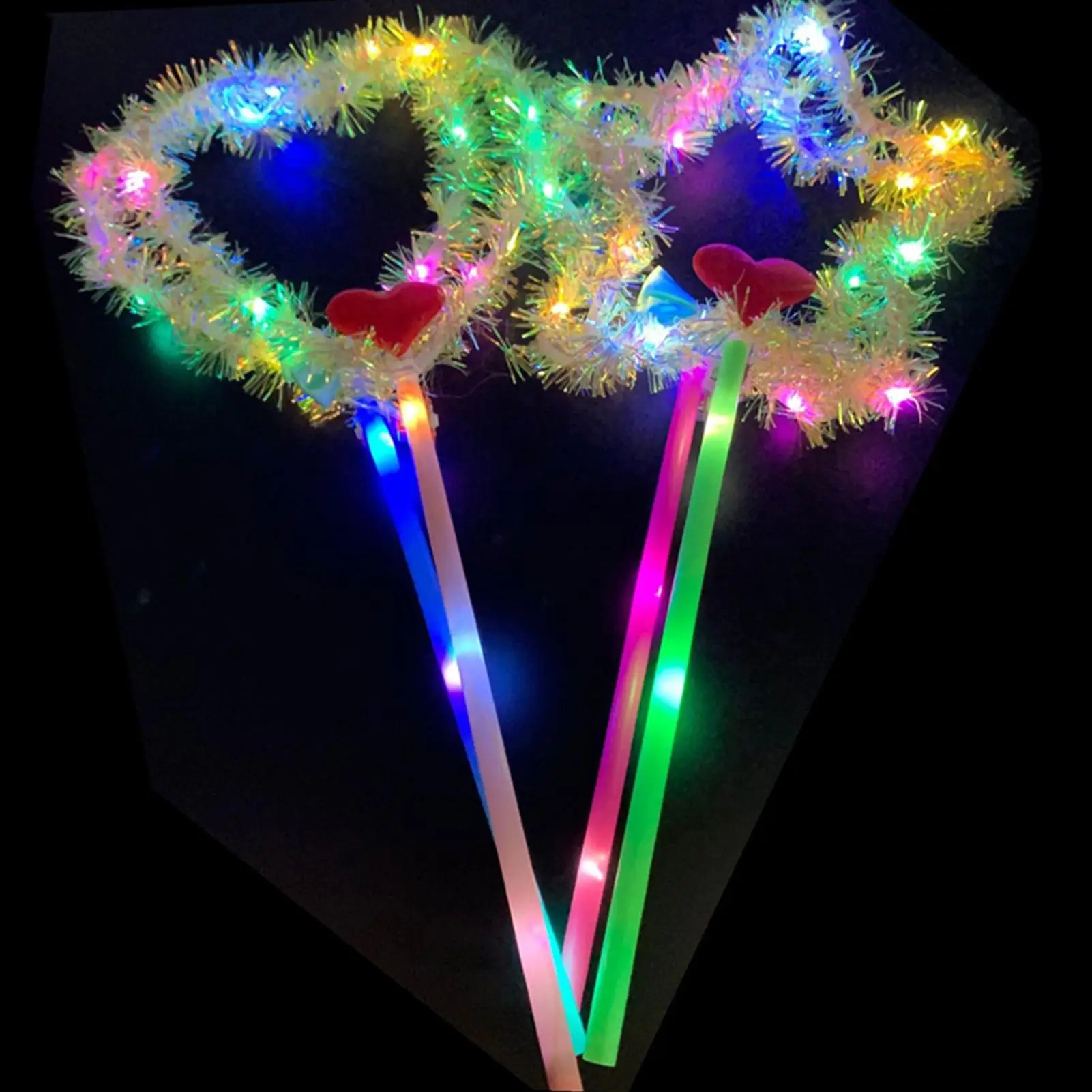 

Colorful Love Heart Five-pointed Star LED Light Flashing Fairy Wand Glow Stick Kids Festival Toy