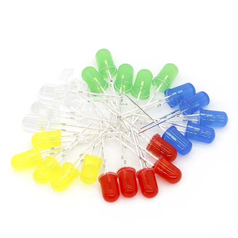100pcs 5mm LED diode Light Assorted Kit DIY LEDs Set White Yellow Red Green Blue electronic diy kit | Обустройство дома