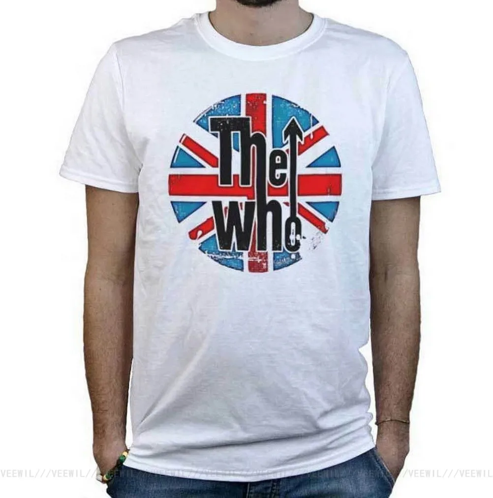

T-Shirt The Who Maglietta Bianca Rock Target Mod Con Effetto Invecchiato Cotton Tee Shirt Digital Printed