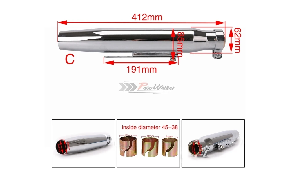 Мотоцикл из нержавеющей стали Slash Глушитель Трубы для 1-3/", 1-1/2", 1-5/" 1-3/4" подходит для чоппера кафе гонщик глушитель