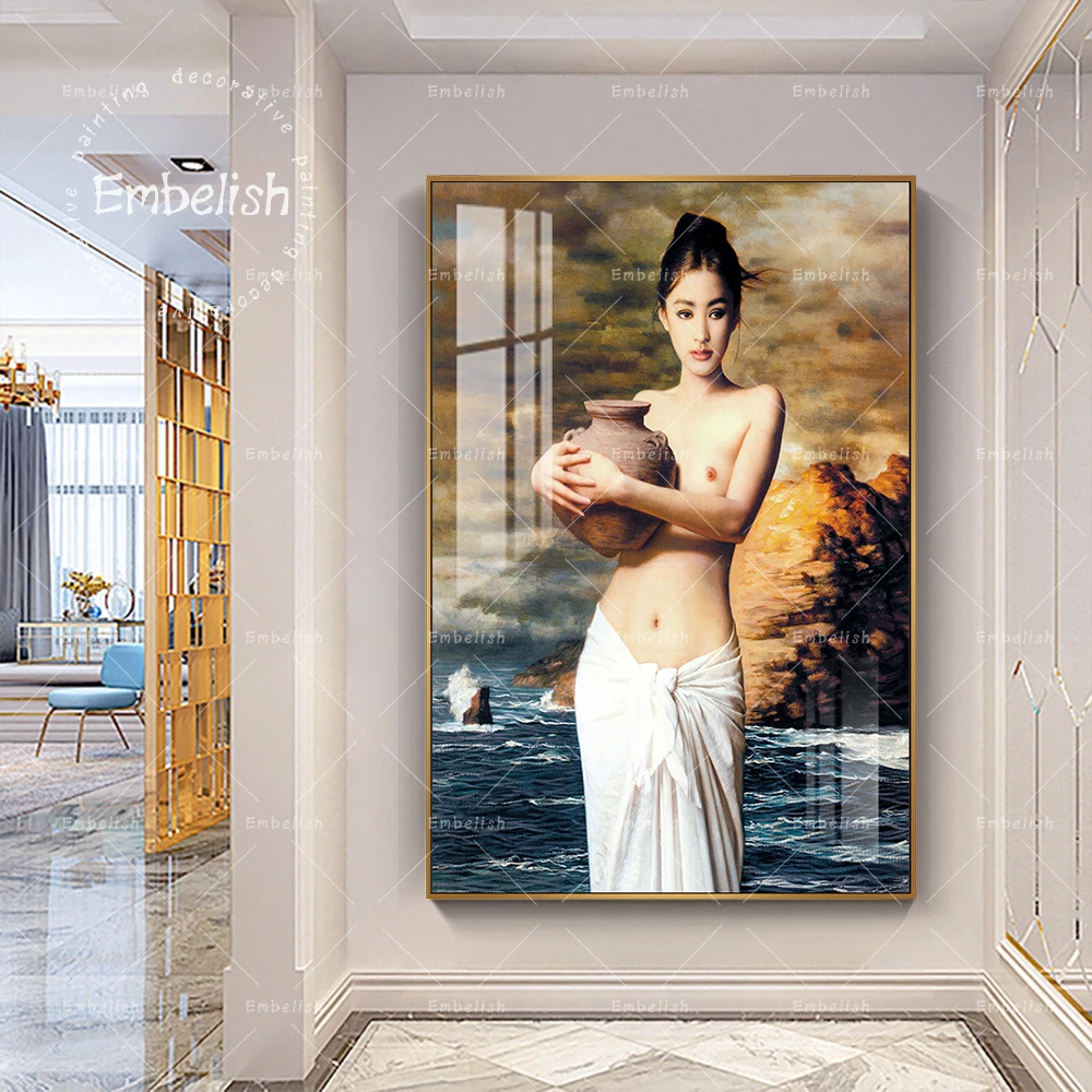 

1 Pieces Sexy Nude Woman Hand Vase Portrait Wall Pictures Modern Home Decor Posters For Living Room HD Print Canvas Paintings
