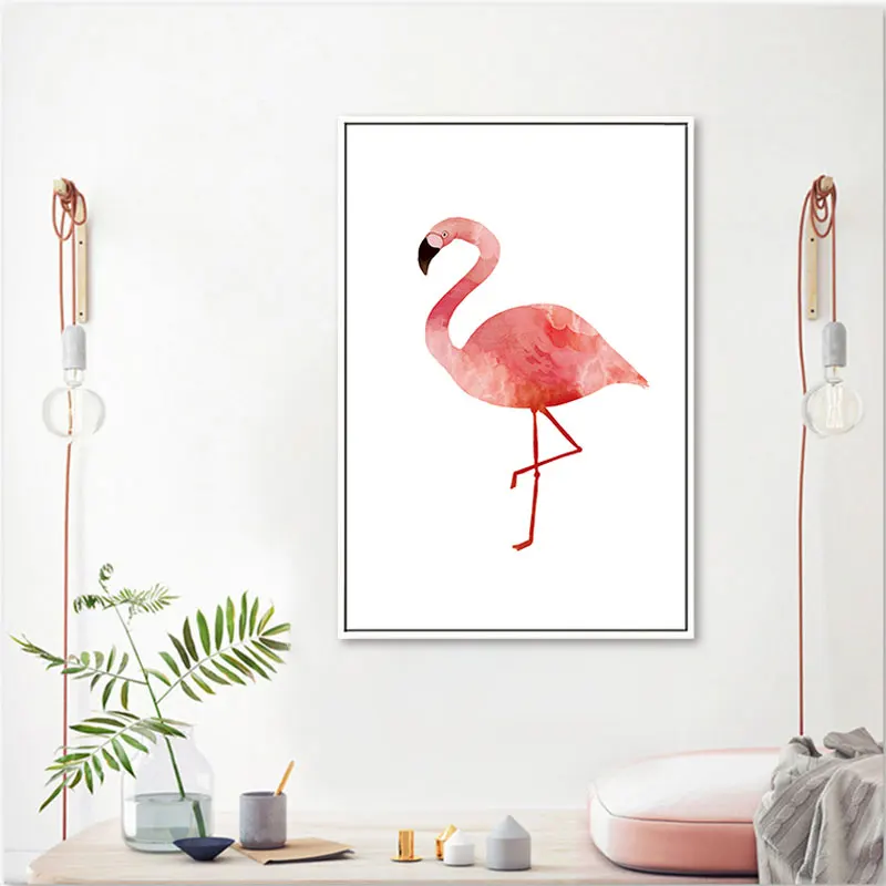 Настенный художественный постер с розовым фламинго скандинавский абстрактный