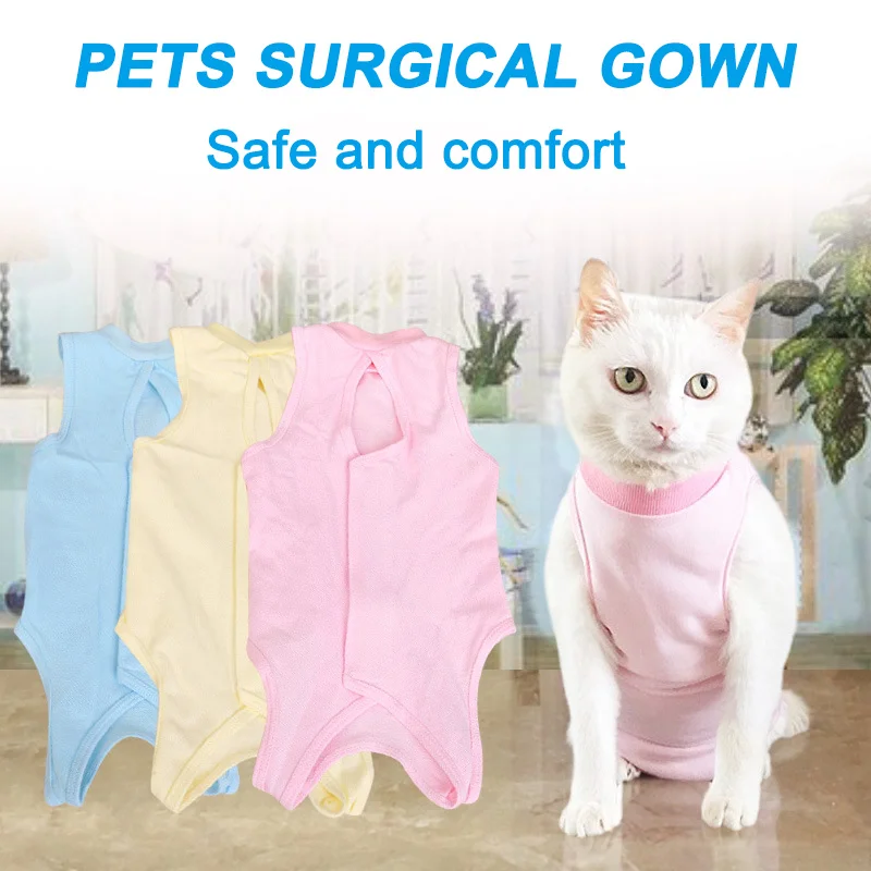 

Pet Cat Surgical Suit Breathable Soft Sterilization Anti-Off Anti-lick Cat Clothes Pet Supplies TRYC889