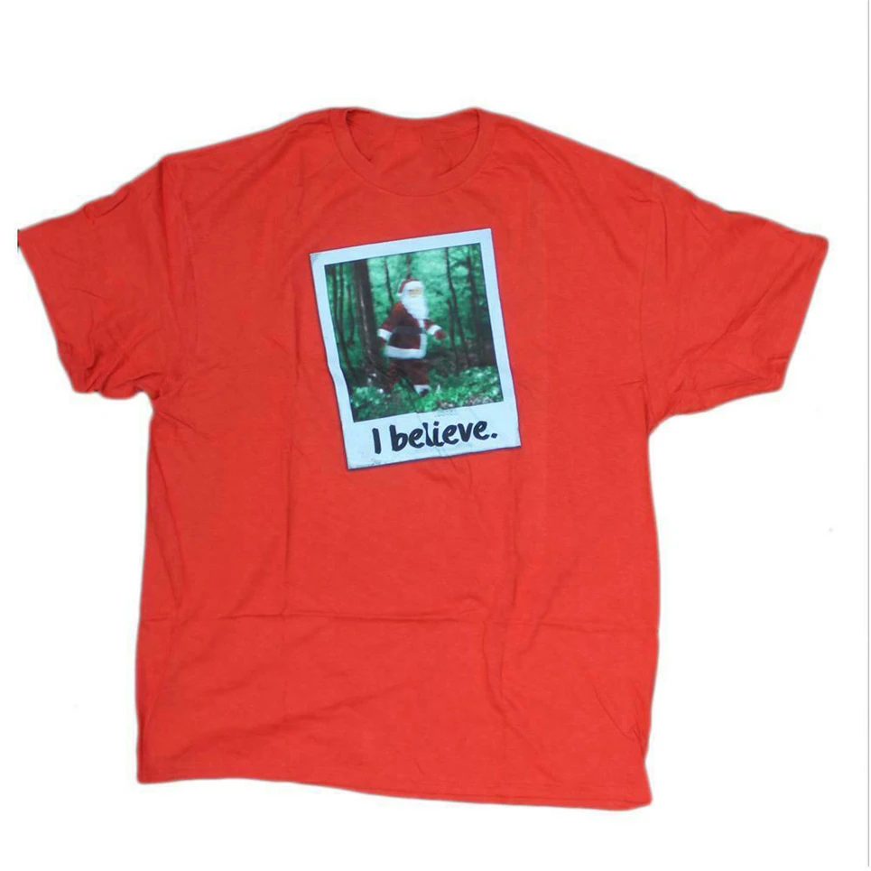 Мужская Красная рождественская футболка с рисунком Санта Клауса и надписью Big Foot