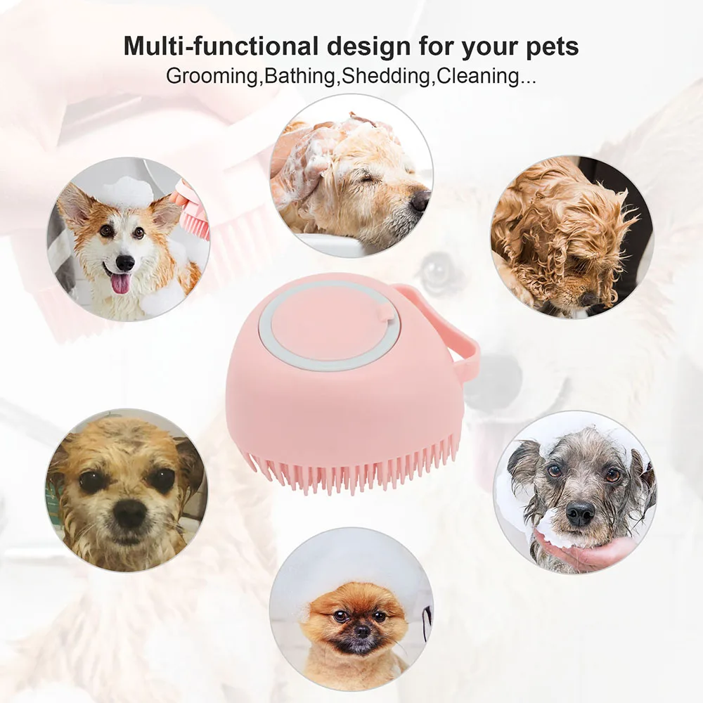 

Pet Dog Shampoo Brush Cat Massage Comb Grooming Scrubber Shower Brush for Bathing Short Hair Soft Silicone Rubber Brushes