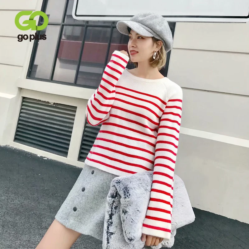 GOPLUS Clothing Women's Sweater jumper Striped Back Bow Tie Pullovers Sweaters For Women Chompas Para Mujer Pull Femme C8086 | Женская