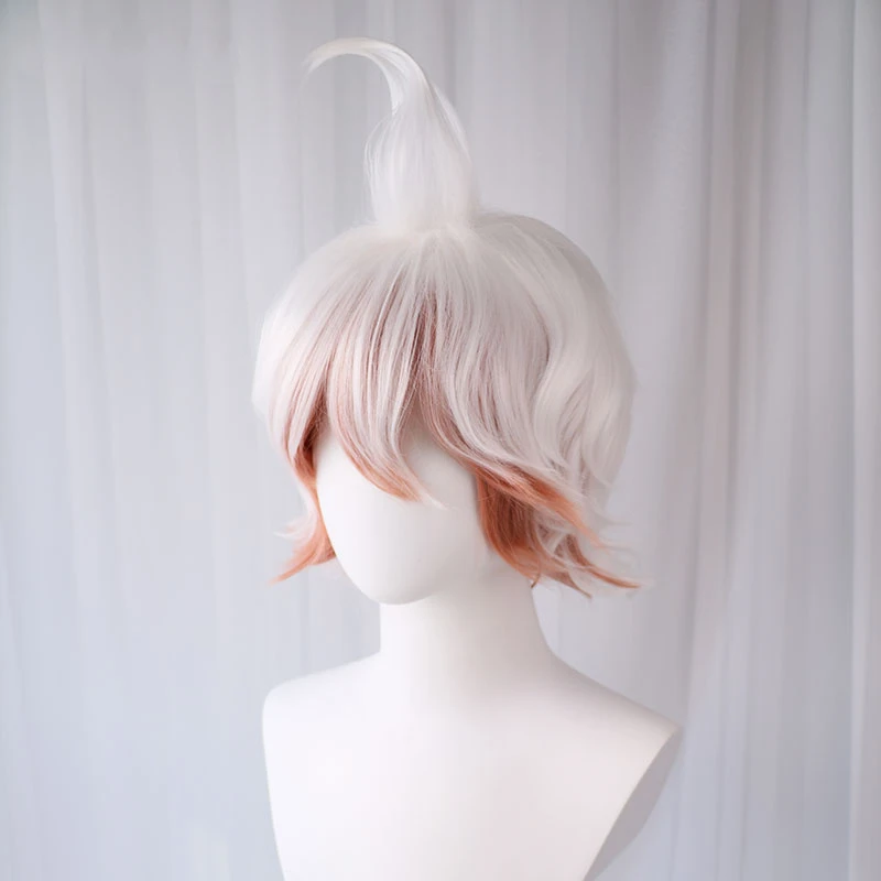 Парик для косплея UWOWO Nagito Komaeda из Danganronpa, ученика-счастливчика, 30 см, бело-коричнево-оранжевый градиент коротких волос.