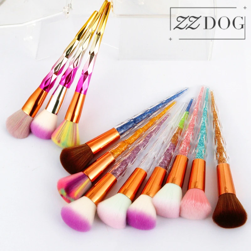 

ZZDOG 1Pcs Large Makeup Brush Fluffy Seamless Powder Blush Rouge Brush Unicorn Face Cosmetic Tools Quicksand Spiral Long Handle
