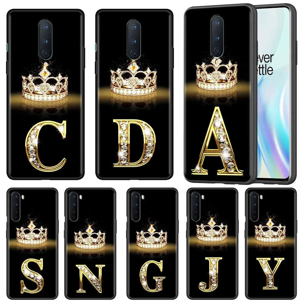 

Diamond Crown Letter Fitted Case For OnePlus 8T 8 Nord N10 9 7 Pro 9R N100 N200 6 6T 7T Nord CE 2 5G Tpu Soft Phone Cover