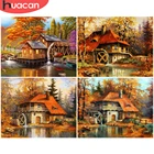 HUACAN краска по номеру осенний дом пейзаж для взрослых DIY рамка картина по номерам дерево на холсте украшение дома 50х65см