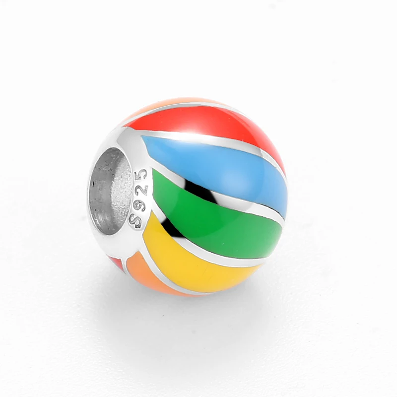 Хит Стерлинговое Серебро 925 пробы изысканные радужные полосы DIY бусины