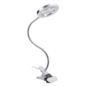 Портативная Светодиодная лампа для чтения, гибкий яркий светильник с клипсой для путешествий, спальни, с 8X лупой