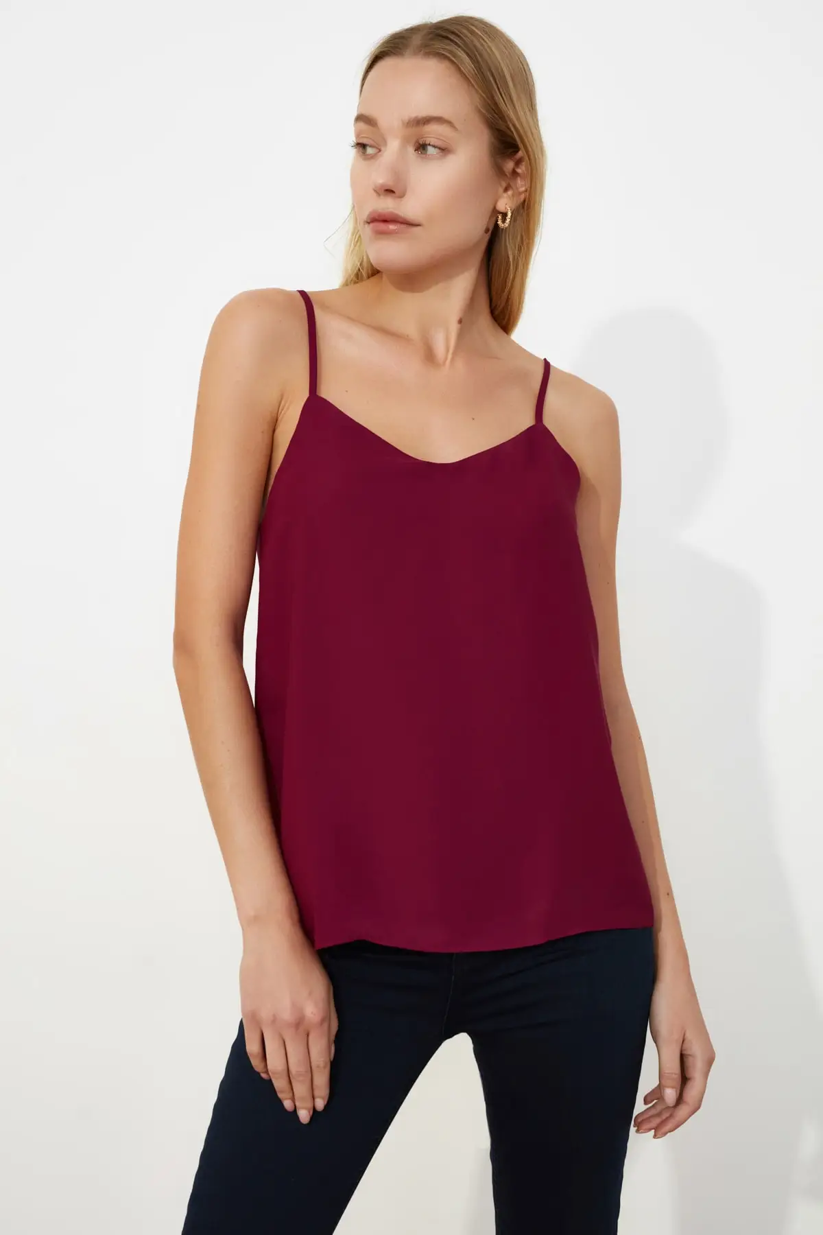 Trendyol базовые черные однотонные сексуальные топы летние повседневные женские с v