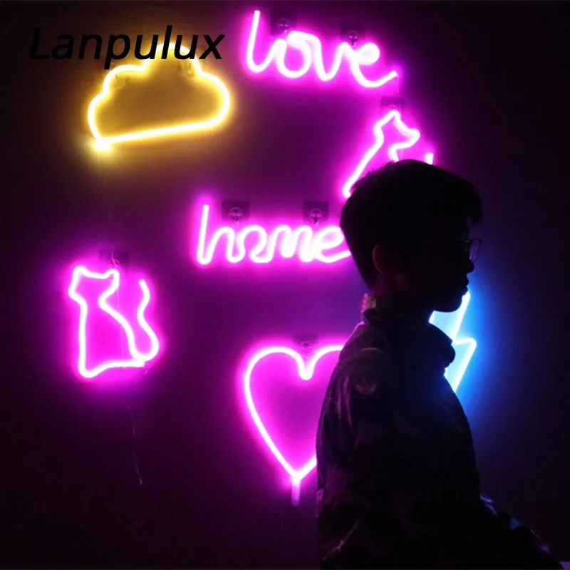 Lanpulux 3D светодиодный ночник с изображением животных, оленей, кошек, летучей мыши, Луны, снежинок, колокольчик, моделирующий неоновый светильник с USB батареей, декоративный светильник для спальни