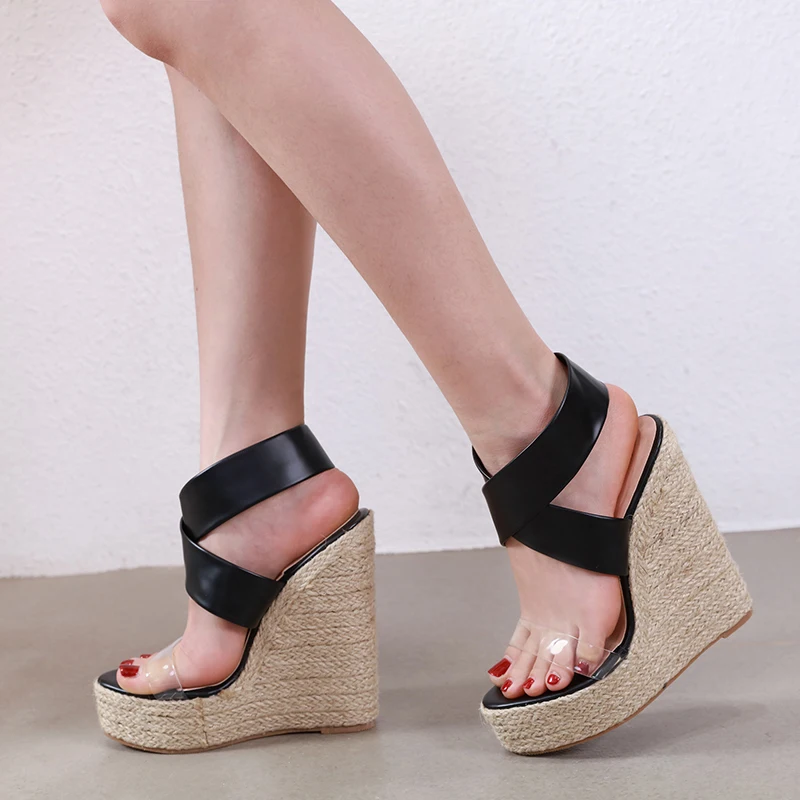 Женские сандалии гладиаторы с ремешками и открытым носком на платформе Удобные