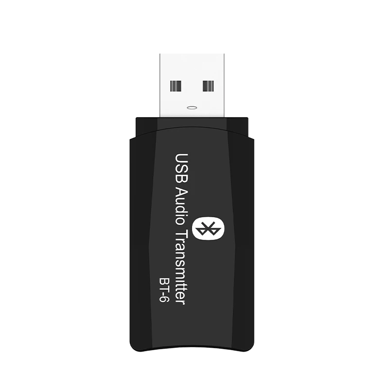 Black DISOUR BT-6 беспроводной аудио адаптер 5,0 Bluetooth передатчик приемник 3 в 1 USB 3,5 мм AUX защитный Мини-ключ для автомобиля ТВ ПК динамик MP3 - Цвет: Black