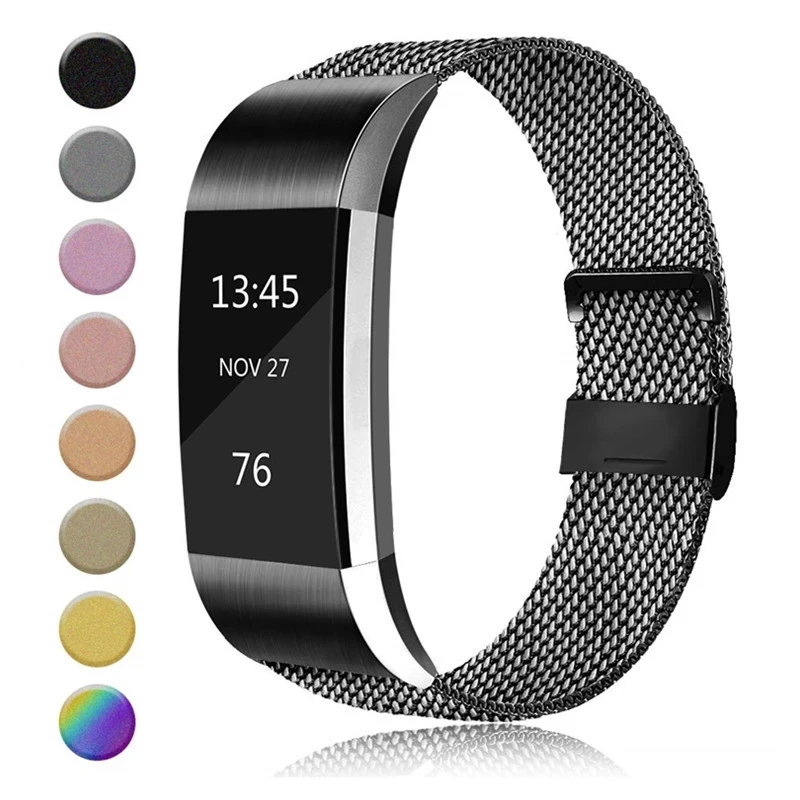 

Stainless Steel Watch Band for Fitbit Charge 2 3 4 Wristband Metal Double Buckle Small Size Adjustable Fit for Women Men