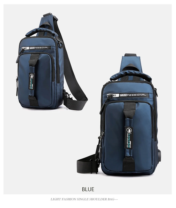 OZUKO New Multifunction Crossbody Bag for Men Chest Pack Sling&Double Shoulder Bag Male Waterproof Short Trip Messenger Bag