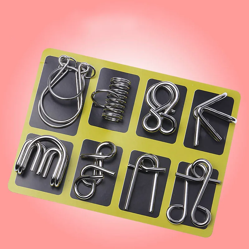 8 шт./компл. 3D пазлы из металлической проволоки IQ головоломка тест прлексинг