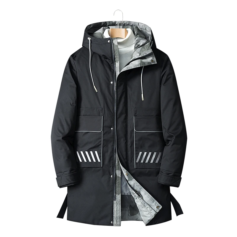 Winter down jacket new men's medium length jacket with extra thickness and warmth popular logo white duck down 90% down coat
