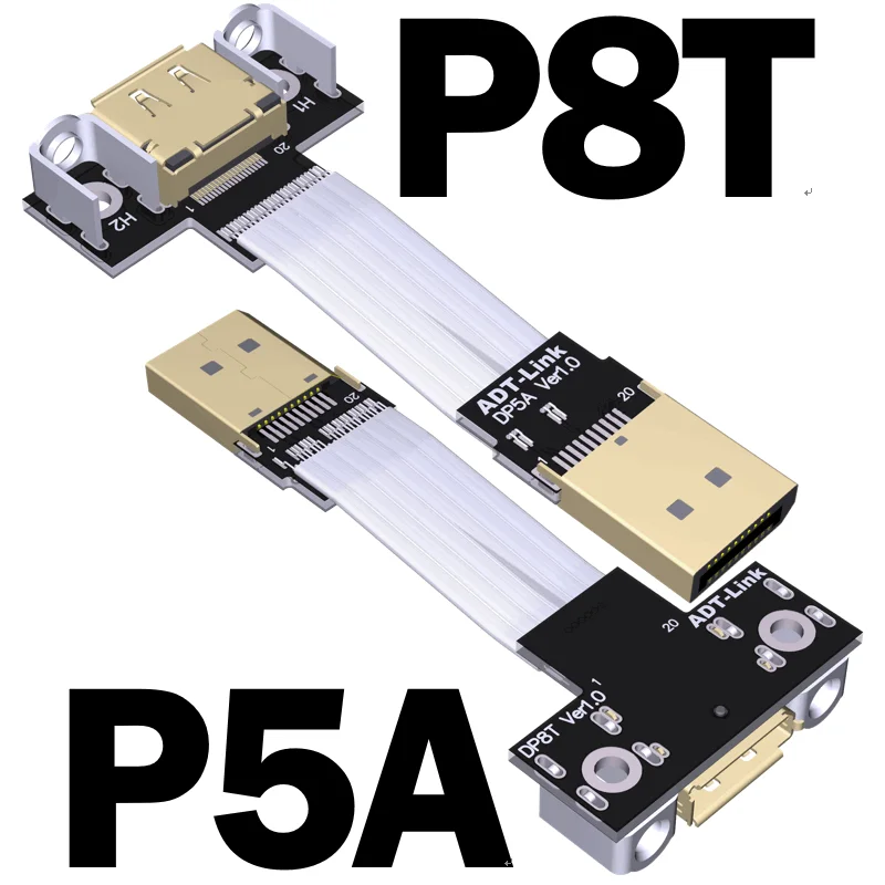 Displayport с видом от первого лица С ПЛОСКИМ КАБЕЛЕМ DP крышкой вверх/вниз скошенная