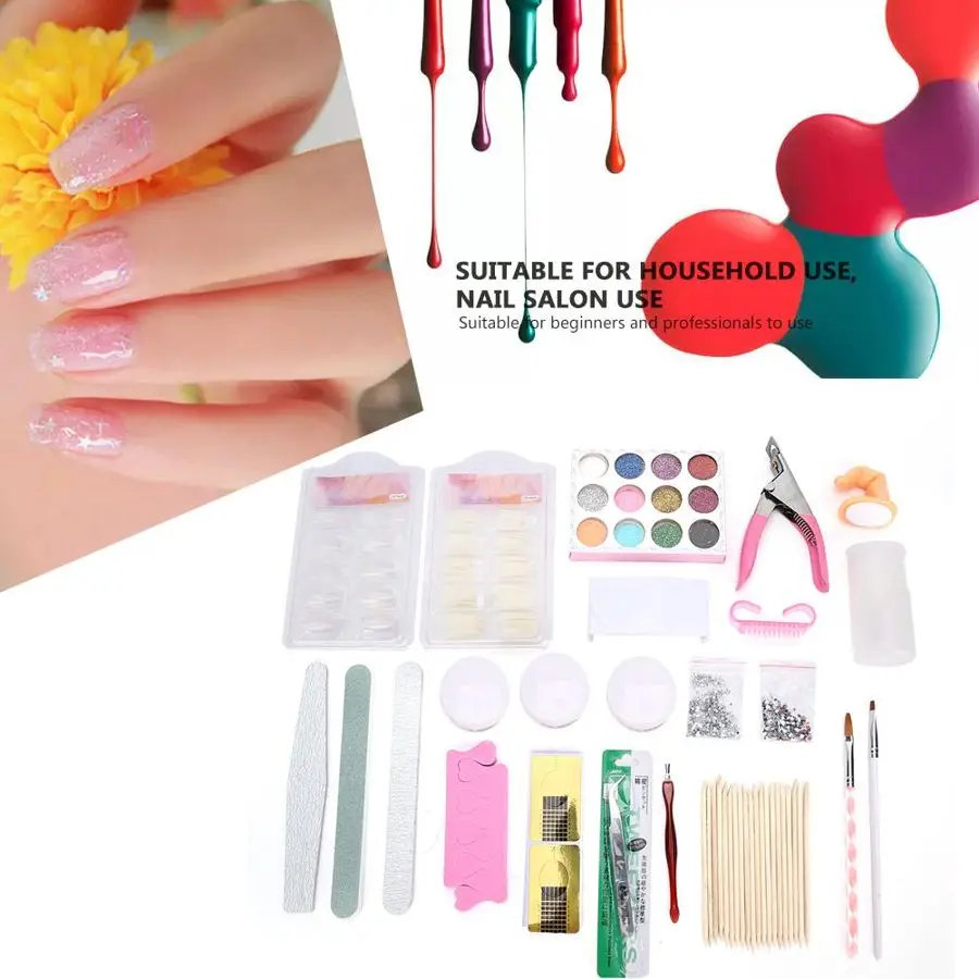 Набор для дизайна ногтей сделай сам акриловый порошок Типсы кисть инструменты