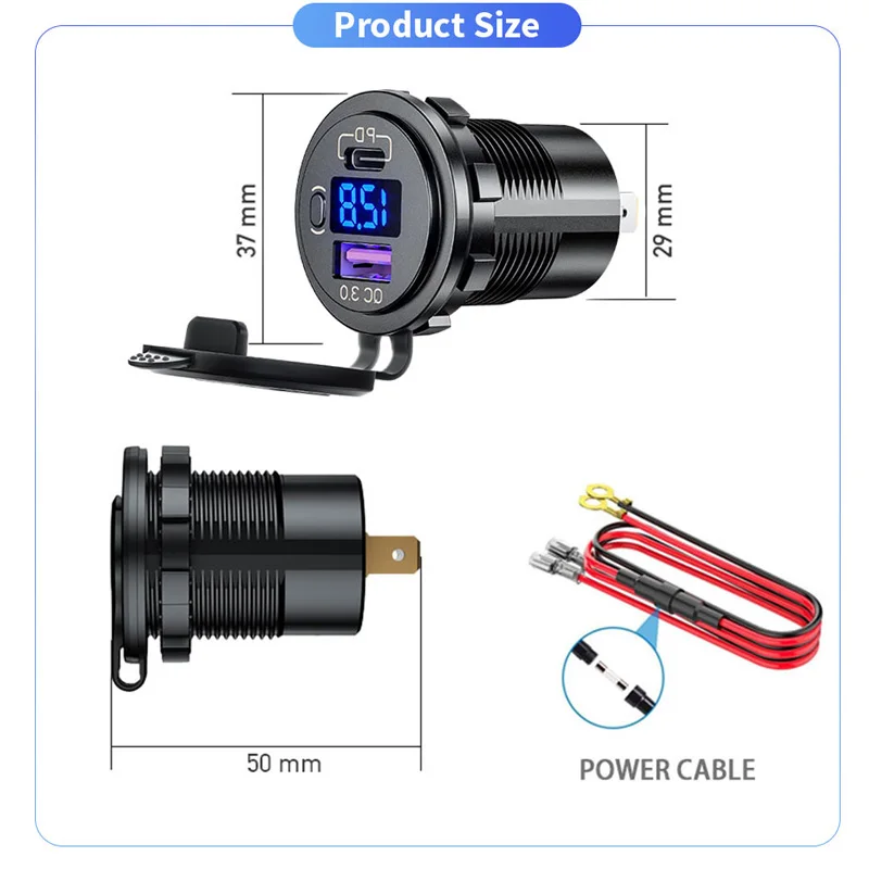 universal car charger qc3 0 usbpd port quick charge with digital led voltmeter power adapter for iphone huawei xiaomi samsung free global shipping