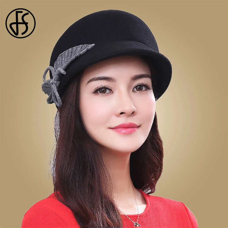 Женская шерстяная шляпка Колокол FS с широкими полями восьмиугольная из фетра