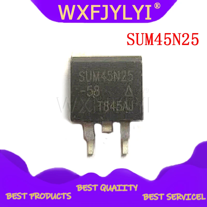 10pcs SUM45N25-58 SUM45N25 TO-263 45N25 SUM65N20-30 SUM110P04-04L SUM110P04-04 N-Channel 250V 45A MOSFET |