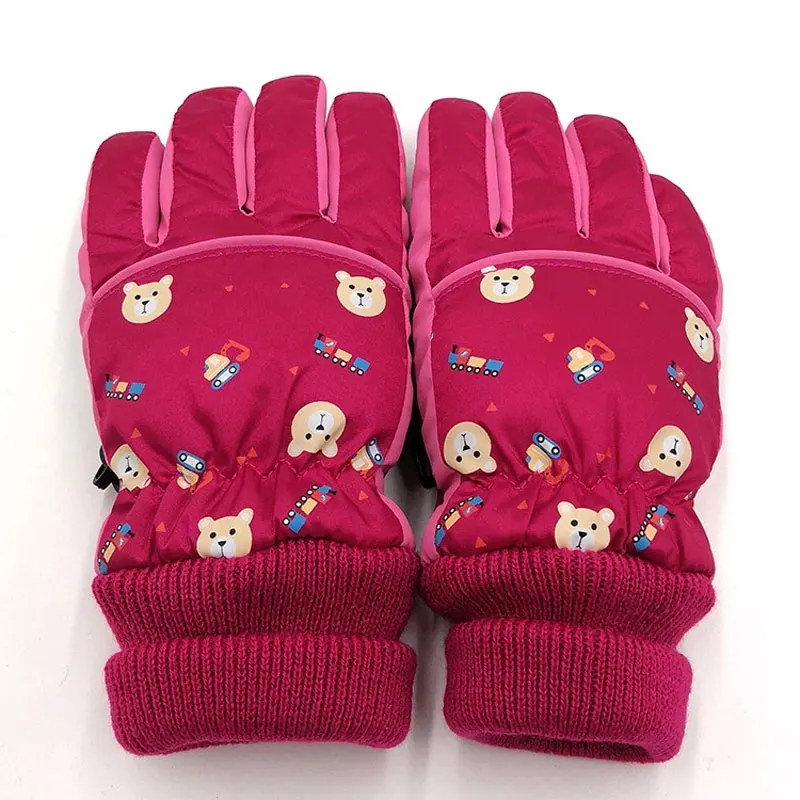Autumn and Winter Children 5-8 Years Old Keep Warm Gloves Lovely Bear Sewing Machining Child Unisex Non-slip Ski Mitten |