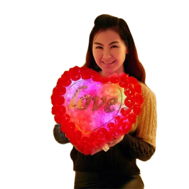 40x38cm светодиодный плюшевое сердце формы из пены с эффектом памяти светящиеся