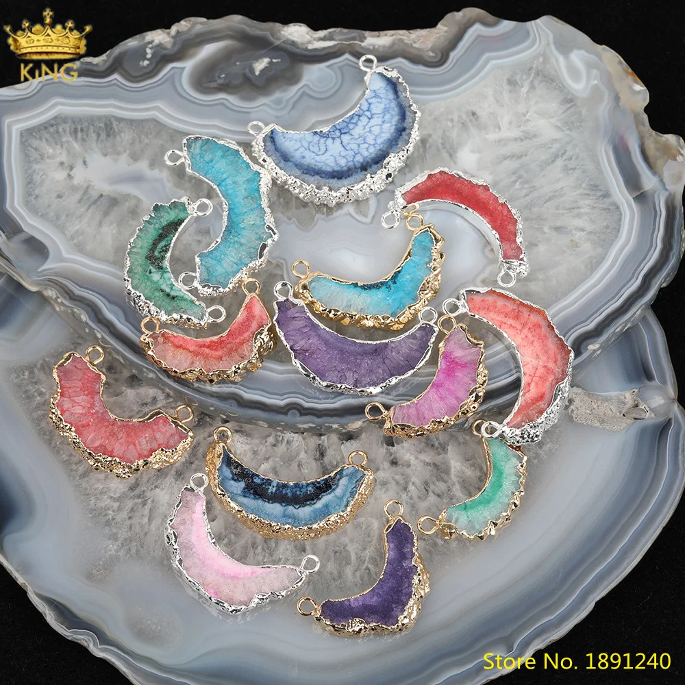 

5 шт. натуральные бусины Drusy Geode Agates, полумесяц, солнце, цветы, подвески для женщин, летние бусины в стиле бохо, браслет, ожерелье, ювелирные изд...