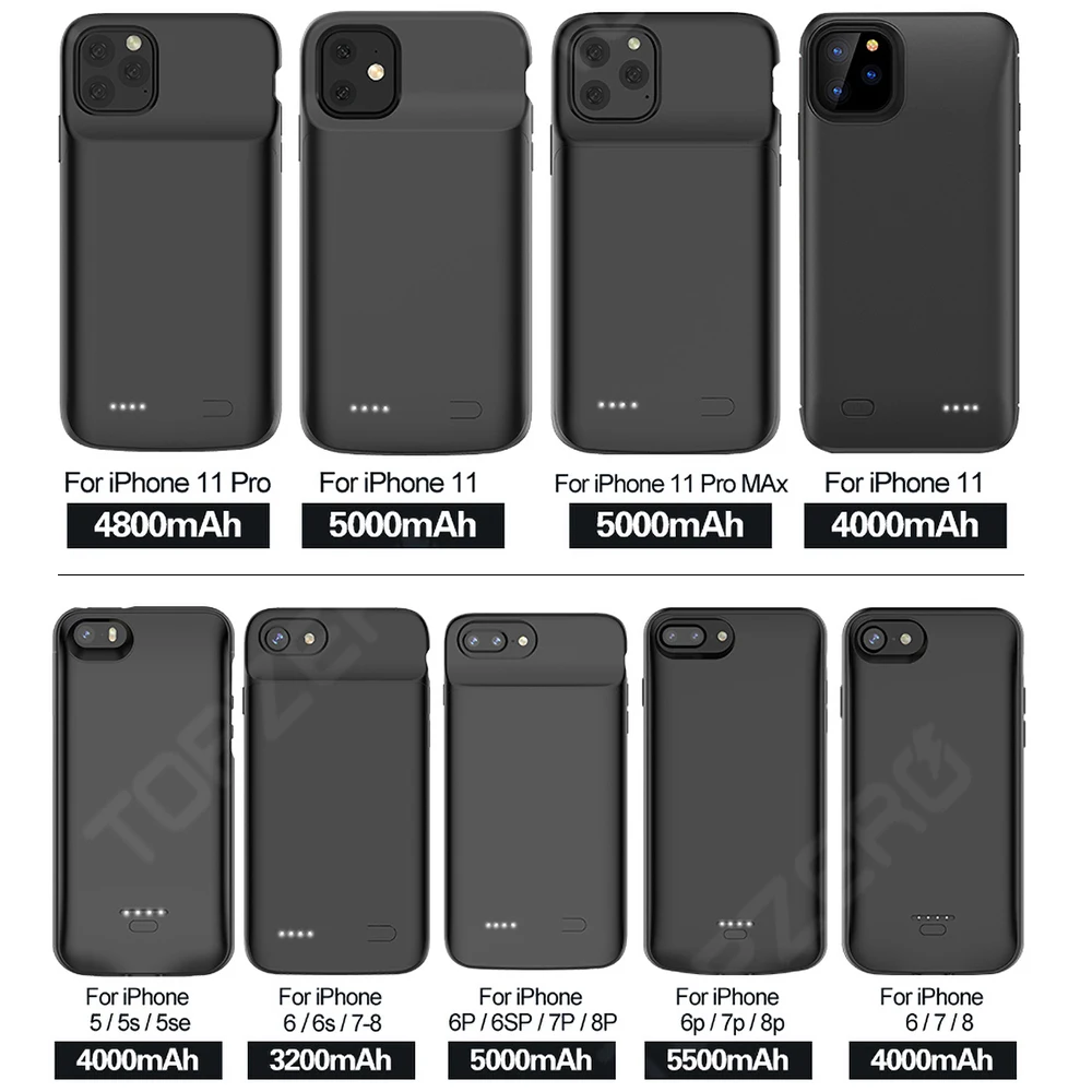 

Battery Charger Case For iPhone 11 12 Pro for iPhone 5S SE 6 6S 7 8 Plus X XR XS MAX Pro Portable Power Bank Charger Cover Case