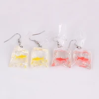 wesparking emo fashion creative transparent candy goldfish earrings female ethnic style carp alloy earrings wholesale