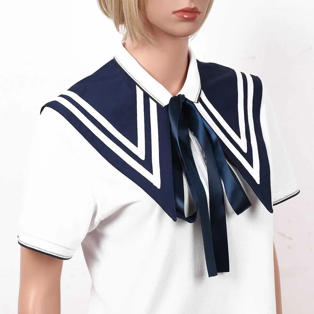 2020 Japanese Style Navy Sailor Collar For Women Bow Lace-up False Fake Cute Clothing Accessories Detachable |