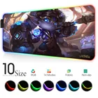 Коврик для мыши LOL RGB, черный цвет, большой светодиодный коврик для мыши XL, игровой компьютерный коврик для ноутбука с подсветкой, league of legends poppy