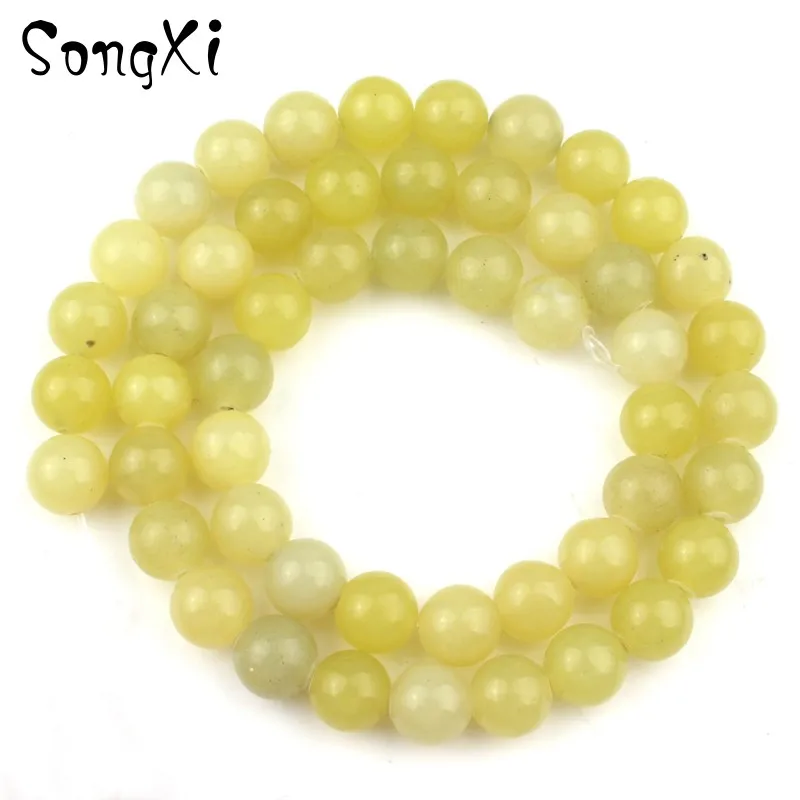 Natural Lemon Jades Stone Round Loose Beads For Jewelry Making 4 6 8 10 12mm Diy Charm Bracelet Necklace Accessories 15 Inch | Украшения и